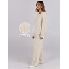 image:imageANRABESS Women 2 Piece Lounge Pajamas Sets Casual Ribbed Knit Long Sleeve Top Pants Matching Set 2026 Fall Outfits ClothesBeige