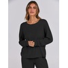 image:imageANRABESS Women 2 Piece Lounge Pajamas Sets Casual Ribbed Knit Long Sleeve Top Pants Matching Set 2026 Fall Outfits ClothesBlack