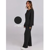 image:imageANRABESS Women 2 Piece Lounge Pajamas Sets Casual Ribbed Knit Long Sleeve Top Pants Matching Set 2026 Fall Outfits ClothesBlack