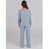 image:imageANRABESS Women 2 Piece Lounge Pajamas Sets Casual Ribbed Knit Long Sleeve Top Pants Matching Set 2026 Fall Outfits ClothesBlue