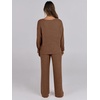 image:imageANRABESS Women 2 Piece Lounge Pajamas Sets Casual Ribbed Knit Long Sleeve Top Pants Matching Set 2026 Fall Outfits ClothesBrown