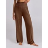 image:imageANRABESS Women 2 Piece Lounge Pajamas Sets Casual Ribbed Knit Long Sleeve Top Pants Matching Set 2026 Fall Outfits ClothesBrown