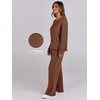 image:imageANRABESS Women 2 Piece Lounge Pajamas Sets Casual Ribbed Knit Long Sleeve Top Pants Matching Set 2026 Fall Outfits ClothesBrown