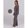 image:imageANRABESS Women 2 Piece Lounge Pajamas Sets Casual Ribbed Knit Long Sleeve Top Pants Matching Set 2026 Fall Outfits ClothesDark Brown