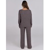 image:imageANRABESS Women 2 Piece Lounge Pajamas Sets Casual Ribbed Knit Long Sleeve Top Pants Matching Set 2026 Fall Outfits ClothesDark Brown