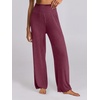 image:imageANRABESS Women 2 Piece Lounge Pajamas Sets Casual Ribbed Knit Long Sleeve Top Pants Matching Set 2026 Fall Outfits ClothesDark Red