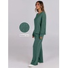image:imageANRABESS Women 2 Piece Lounge Pajamas Sets Casual Ribbed Knit Long Sleeve Top Pants Matching Set 2026 Fall Outfits ClothesGreen