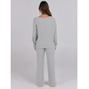 image:imageANRABESS Women 2 Piece Lounge Pajamas Sets Casual Ribbed Knit Long Sleeve Top Pants Matching Set 2026 Fall Outfits ClothesGrey