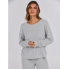 image:imageANRABESS Women 2 Piece Lounge Pajamas Sets Casual Ribbed Knit Long Sleeve Top Pants Matching Set 2026 Fall Outfits ClothesGrey