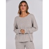 image:imageANRABESS Women 2 Piece Lounge Pajamas Sets Casual Ribbed Knit Long Sleeve Top Pants Matching Set 2026 Fall Outfits ClothesGrey Khaki