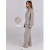 image:imageANRABESS Women 2 Piece Lounge Pajamas Sets Casual Ribbed Knit Long Sleeve Top Pants Matching Set 2026 Fall Outfits ClothesGrey Khaki