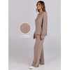 image:imageANRABESS Women 2 Piece Lounge Pajamas Sets Casual Ribbed Knit Long Sleeve Top Pants Matching Set 2026 Fall Outfits ClothesKhaki