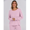 image:imageANRABESS Women 2 Piece Lounge Pajamas Sets Casual Ribbed Knit Long Sleeve Top Pants Matching Set 2026 Fall Outfits ClothesPink