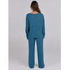 image:imageANRABESS Women 2 Piece Lounge Pajamas Sets Casual Ribbed Knit Long Sleeve Top Pants Matching Set 2026 Fall Outfits ClothesTeal