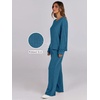 image:imageANRABESS Women 2 Piece Lounge Pajamas Sets Casual Ribbed Knit Long Sleeve Top Pants Matching Set 2026 Fall Outfits ClothesTeal
