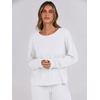 image:imageANRABESS Women 2 Piece Lounge Pajamas Sets Casual Ribbed Knit Long Sleeve Top Pants Matching Set 2026 Fall Outfits ClothesWhite