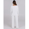 image:imageANRABESS Women 2 Piece Lounge Pajamas Sets Casual Ribbed Knit Long Sleeve Top Pants Matching Set 2026 Fall Outfits ClothesWhite