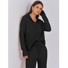 image:imageANRABESS Women Two Piece Outfits Sweater Sets Lounge Waffle Knit Pullover Matching Wide Leg Pants Tracksuit 2025 Fall Fashion Black Medium