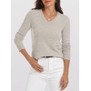 image:imageANRABESS Womens 100 Wool Sweaters V Neck Long Sleeve Work Business Casual Basic Pullover Sweater Tops 2026 Fall OutfitsApricot