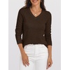 image:imageANRABESS Womens 100 Wool Sweaters V Neck Long Sleeve Work Business Casual Basic Pullover Sweater Tops 2026 Fall OutfitsBrown