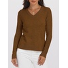image:imageANRABESS Womens 100 Wool Sweaters V Neck Long Sleeve Work Business Casual Basic Pullover Sweater Tops 2026 Fall OutfitsCaramel