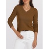 image:imageANRABESS Womens 100 Wool Sweaters V Neck Long Sleeve Work Business Casual Basic Pullover Sweater Tops 2026 Fall OutfitsCaramel