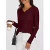 image:imageANRABESS Womens 100 Wool Sweaters V Neck Long Sleeve Work Business Casual Basic Pullover Sweater Tops 2026 Fall OutfitsDark Red