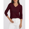 image:imageANRABESS Womens 100 Wool Sweaters V Neck Long Sleeve Work Business Casual Basic Pullover Sweater Tops 2026 Fall OutfitsDark Red