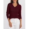 image:imageANRABESS Womens 100 Wool Sweaters V Neck Long Sleeve Work Business Casual Basic Pullover Sweater Tops 2026 Fall OutfitsDark Red