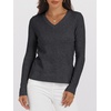 image:imageANRABESS Womens 100 Wool Sweaters V Neck Long Sleeve Work Business Casual Basic Pullover Sweater Tops 2026 Fall OutfitsDeep Gray