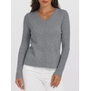 image:imageANRABESS Womens 100 Wool Sweaters V Neck Long Sleeve Work Business Casual Basic Pullover Sweater Tops 2026 Fall OutfitsGray
