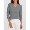 image:imageANRABESS Womens 100 Wool Sweaters V Neck Long Sleeve Work Business Casual Basic Pullover Sweater Tops 2026 Fall OutfitsGray