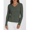 image:imageANRABESS Womens 100 Wool Sweaters V Neck Long Sleeve Work Business Casual Basic Pullover Sweater Tops 2026 Fall OutfitsGreen