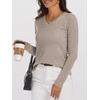image:imageANRABESS Womens 100 Wool Sweaters V Neck Long Sleeve Work Business Casual Basic Pullover Sweater Tops 2026 Fall OutfitsKhaki