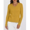 image:imageANRABESS Womens 100 Wool Sweaters V Neck Long Sleeve Work Business Casual Basic Pullover Sweater Tops 2026 Fall OutfitsYellow