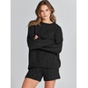image:imageANRABESS Womens 2 Piece Outfits Sweater Lounge Sets  Cable Knit Oversized Sweaters Shorts Matching Sets Soft Breathable Warm Loungewear 2026 Winter Fashion ClothesBlack