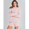 image:imageANRABESS Womens 2 Piece Outfits Sweater Lounge Sets  Cable Knit Oversized Sweaters Shorts Matching Sets Soft Breathable Warm Loungewear 2026 Winter Fashion ClothesPink