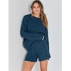 image:imageANRABESS Womens 2 Piece Outfits Sweater Lounge Sets  Cable Knit Oversized Sweaters Shorts Matching Sets Soft Breathable Warm Loungewear 2026 Winter Fashion ClothesTeal
