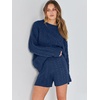 image:imageANRABESS Womens 2 Piece Outfits Sweater Lounge Sets  Cable Knit Oversized Sweaters Shorts Matching Sets Soft Breathable Warm Loungewear 2026 Winter Fashion ClothesNavy Blue