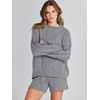 image:imageANRABESS Womens 2 Piece Outfits Sweater Lounge Sets  Cable Knit Oversized Sweaters Shorts Matching Sets Soft Breathable Warm Loungewear 2026 Winter Fashion ClothesSilver Grey