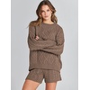 image:imageANRABESS Womens 2 Piece Outfits Sweater Lounge Sets  Cable Knit Oversized Sweaters Shorts Matching Sets Soft Breathable Warm Loungewear 2026 Winter Fashion ClothesBrown