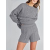 image:imageANRABESS Womens 2 Piece Outfits Sweater Lounge Sets  Cable Knit Oversized Sweaters Shorts Matching Sets Soft Breathable Warm Loungewear 2026 Winter Fashion ClothesSilver Grey