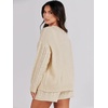 image:imageANRABESS Womens 2 Piece Outfits Sweater Lounge Sets  Cable Knit Oversized Sweaters Shorts Matching Sets Soft Breathable Warm Loungewear 2026 Winter Fashion ClothesApricot