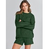 image:imageANRABESS Womens 2 Piece Outfits Sweater Lounge Sets  Cable Knit Oversized Sweaters Shorts Matching Sets Soft Breathable Warm Loungewear 2026 Winter Fashion ClothesDeep Green