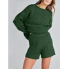 image:imageANRABESS Womens 2 Piece Outfits Sweater Lounge Sets  Cable Knit Oversized Sweaters Shorts Matching Sets Soft Breathable Warm Loungewear 2026 Winter Fashion ClothesDeep Green