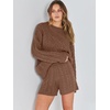 image:imageANRABESS Womens 2 Piece Outfits Sweater Lounge Sets  Cable Knit Oversized Sweaters Shorts Matching Sets Soft Breathable Warm Loungewear 2026 Winter Fashion ClothesCoffee