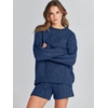 image:imageANRABESS Womens 2 Piece Outfits Sweater Lounge Sets  Cable Knit Oversized Sweaters Shorts Matching Sets Soft Breathable Warm Loungewear 2026 Winter Fashion ClothesNavy Blue