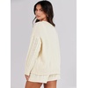 image:imageANRABESS Womens 2 Piece Outfits Sweater Lounge Sets  Cable Knit Oversized Sweaters Shorts Matching Sets Soft Breathable Warm Loungewear 2026 Winter Fashion ClothesBeige