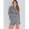 image:imageANRABESS Womens 2 Piece Outfits Sweater Lounge Sets  Cable Knit Oversized Sweaters Shorts Matching Sets Soft Breathable Warm Loungewear 2026 Winter Fashion ClothesSilver Grey