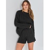 image:imageANRABESS Womens 2 Piece Outfits Sweater Lounge Sets  Cable Knit Oversized Sweaters Shorts Matching Sets Soft Breathable Warm Loungewear 2026 Winter Fashion ClothesBlack